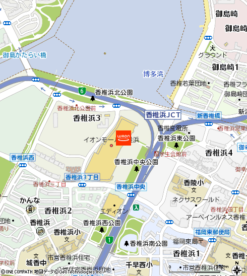 イオン香椎浜店付近の地図